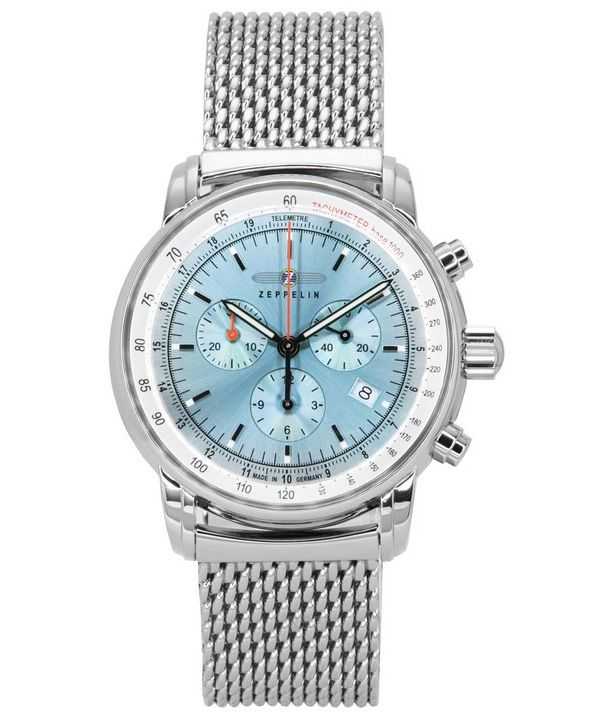 Zeppelin LZ14 Marine Cronografo Acciaio Inossidabile Quadrante Blu Ghiaccio Quarzo 8886M3 Orologio da Uomo