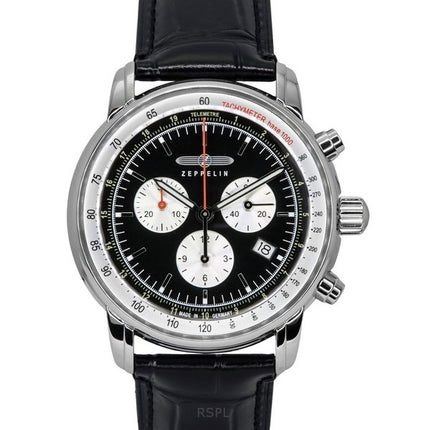 Zeppelin LZ 14 Marine Cronografo Cinturino in Pelle Quadrante Nero Quarzo 88882 Orologio da Uomo