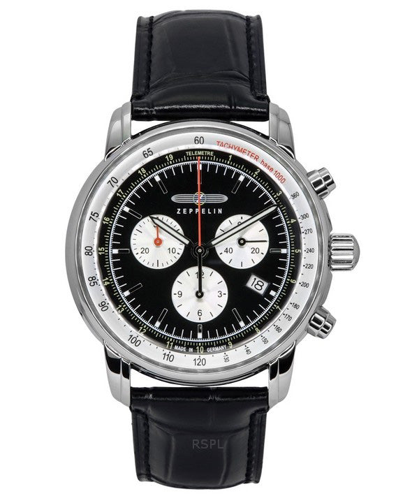 Zeppelin LZ 14 Marine Cronografo Cinturino in Pelle Quadrante Nero Quarzo 88882 Orologio da Uomo