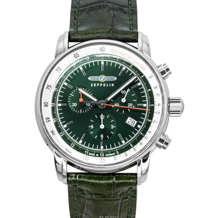 Zeppelin LZ 14 Marine Cronografo Cinturino in Pelle Quadrante Verde Quarzo 88884 Orologio da Uomo