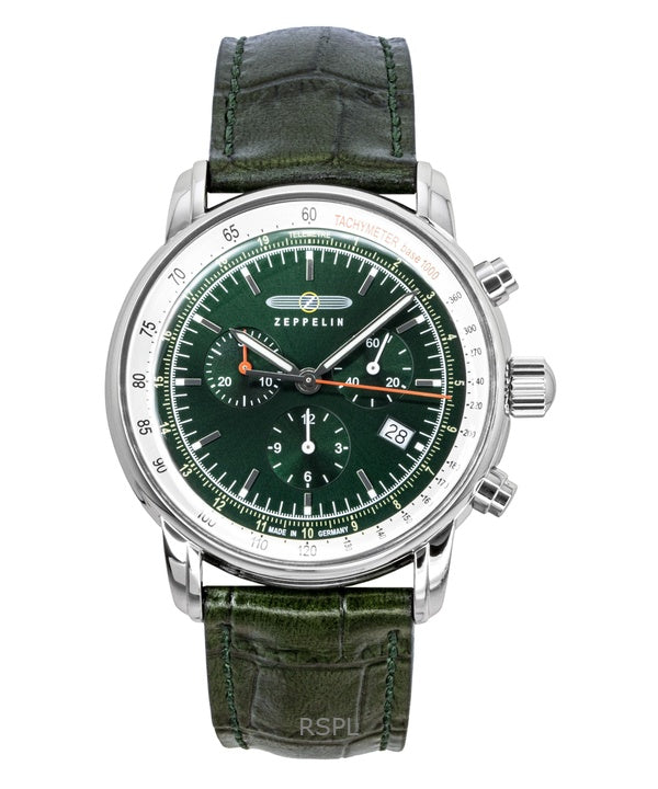 Zeppelin LZ 14 Marine Cronografo Cinturino in Pelle Quadrante Verde Quarzo 88884 Orologio da Uomo