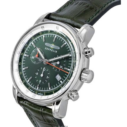 Zeppelin LZ 14 Marine Cronografo Cinturino in Pelle Quadrante Verde Quarzo 88884 Orologio da Uomo