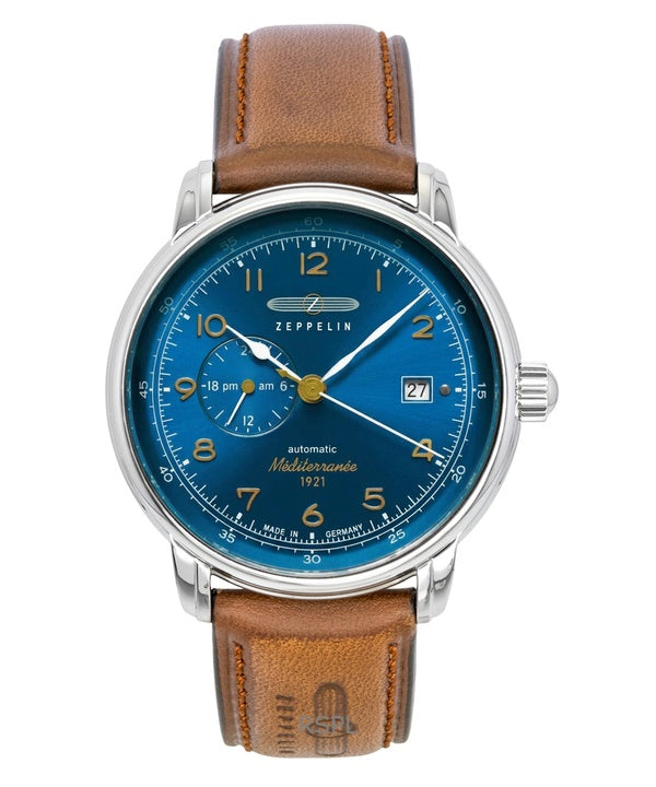 Zeppelin Mediterranee Leather Strap Blue Dial Automatic 96683 Men's Watch