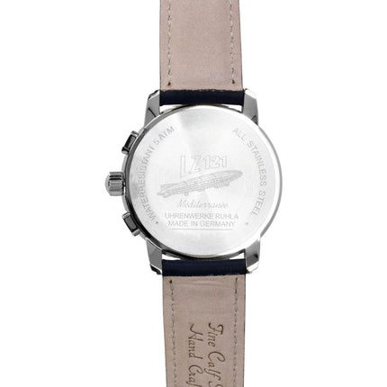 Orologio da uomo Zeppelin Mediterranee Chronograph con cinturino in pelle e quadrante blu, movimento al quarzo, modello 96703